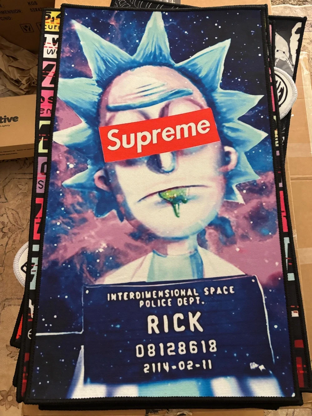 Supreme Blue Purple Galaxy Rick Tapestry or Rug